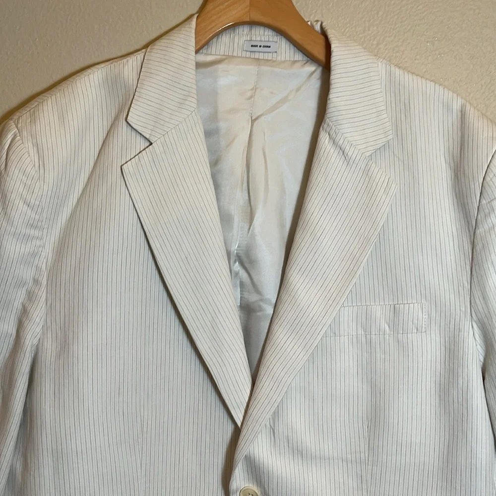 Calvin Klein White Striped Sport Coat Blazer